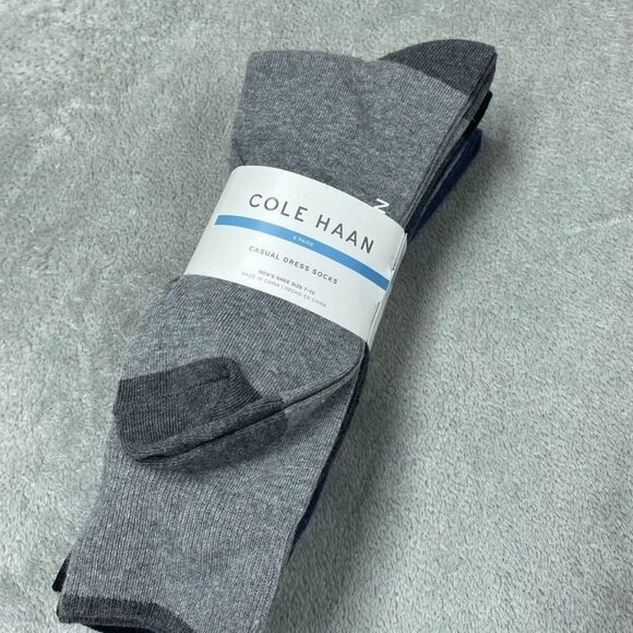 Cole Haan 6 Pairs Mens Casual Dress Socks Dark Denim Heather a1245 - Picture 1 of 5